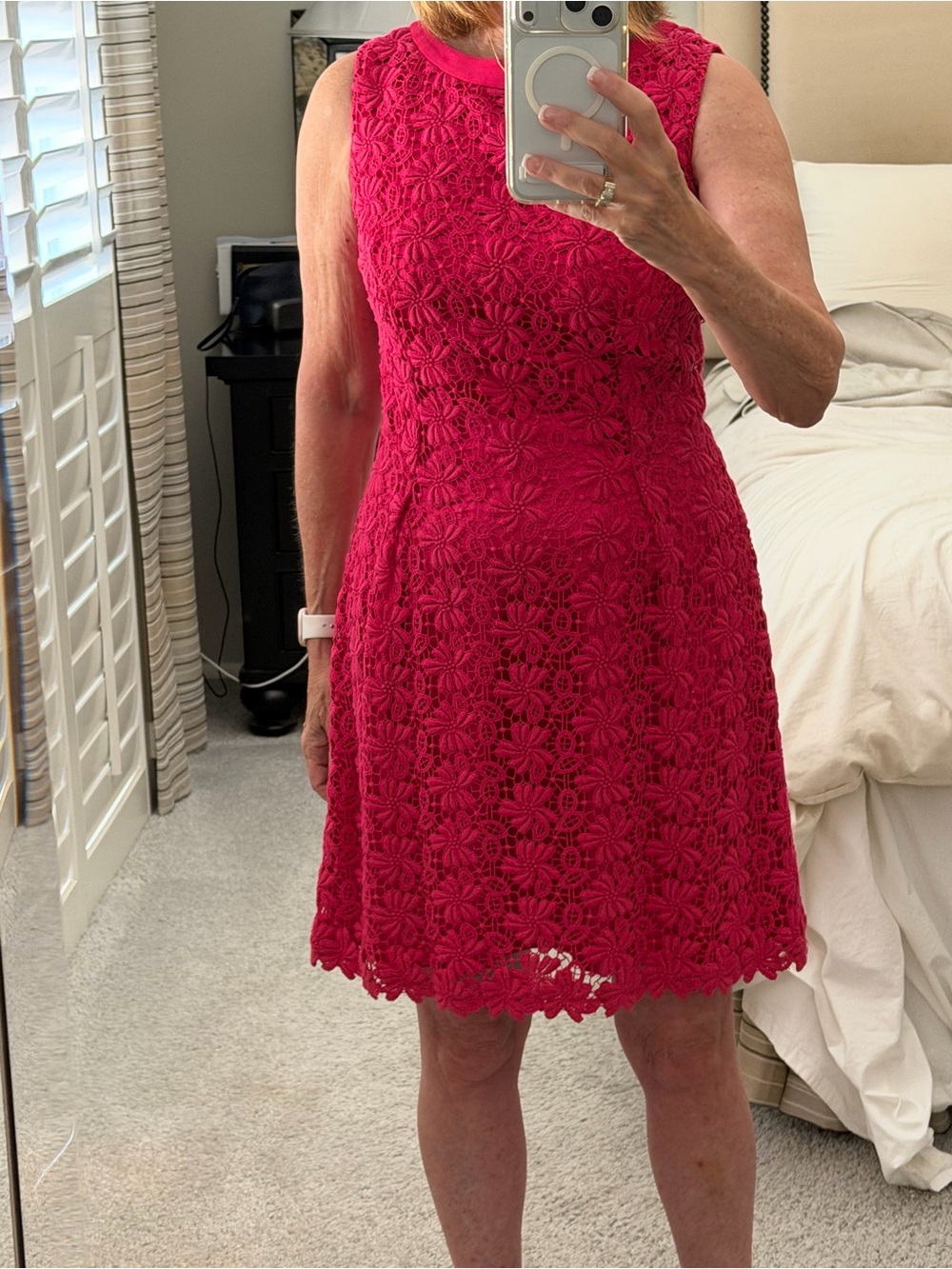 T Tahari Fuchsia Floral Lace Sleeveless Dress